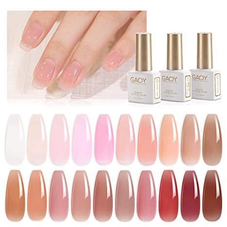 GAOY Pcs Gel Nail Polish Kit Nude Pink Glitter UV Gel Nail Polish