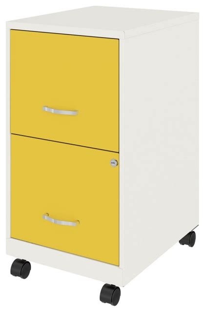 Pemberly Row 18 2 Drawer Metal Mobile Vertical File Cabinet In White