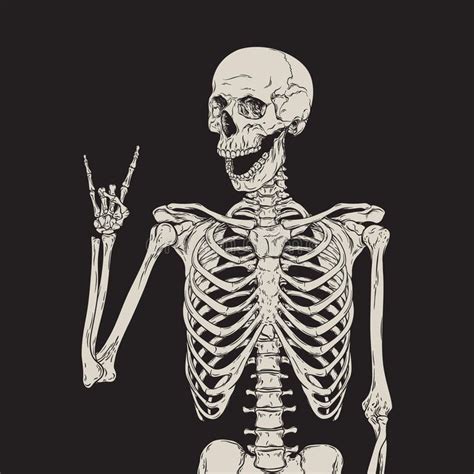 The Skeleton Is Holding Up His Hand And Pointing At It With Both Hands