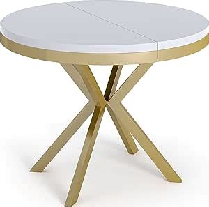 WFL GROUP Table à Manger Extensible Ronde Table Style Loft avec Doré