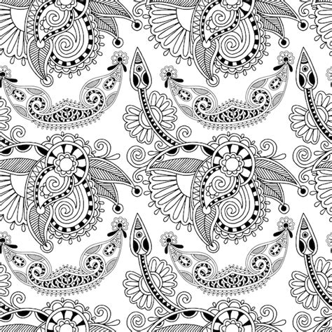 Fondo de diseño paisley flor transparente adornado blanco y negro