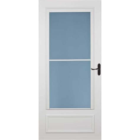 Larson Savannah 36 In X 81 In White Mid View Retractable Screen Wood Core Storm Door With