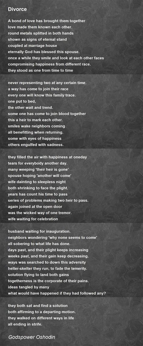 Divorce by Godspower Oshodin - Divorce Poem