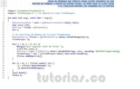 Poo Objective C Aplicacion Clase Ficha Tutorias Co