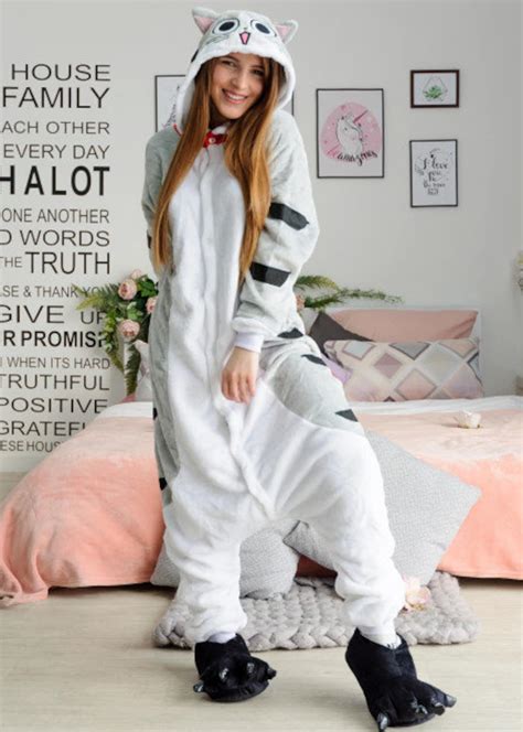 Kigurumi Adult Onesie Cat Pajamas Cat Onesie Adult Animal Onesie