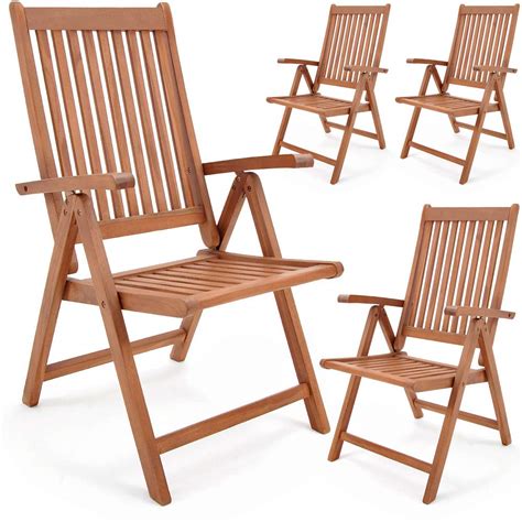 Buy DEUBA 4x Vanamo High Back Garden Chairs Wooden FSC Certified