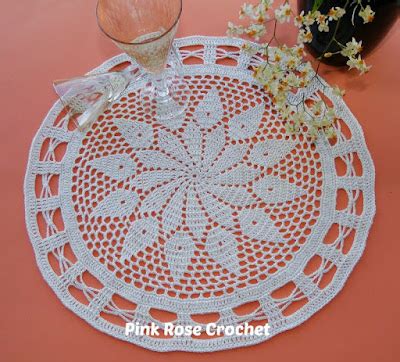 PINK ROSE CROCHET Sousplat Flor Elegant Place Mat