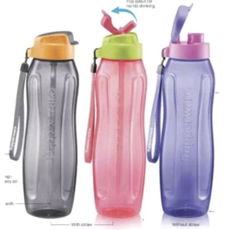 Tupperware Slim Eco Bottle With Straw 1pc 1l Or No Straw Shopee Malaysia