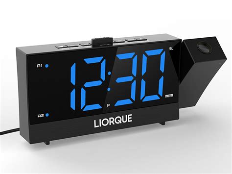 Liorque Projection Alarm Clocks Bedside Digital Led Projection Clock