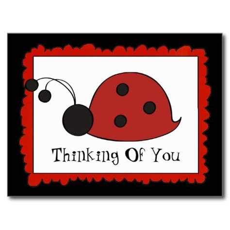 Thinking Of You Ladybug Cartoon Postcard Ladybug Cartoon Get Well