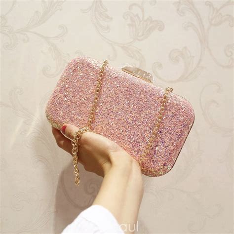 Bling Bling Candy Pink Glitter Metal Clutch Bags 2018 Pink Clutch Bag