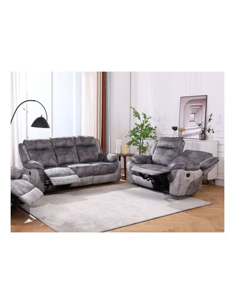 Elliott Manual Recliner Sofa Suite Grey