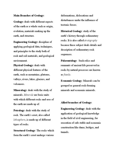 Main Branches of Geology | PDF | Geology | Weathering