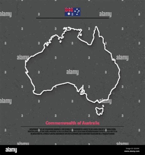 Commonwealth De Australia Mapa Aislado Y Bandera Oficial Iconos Vector