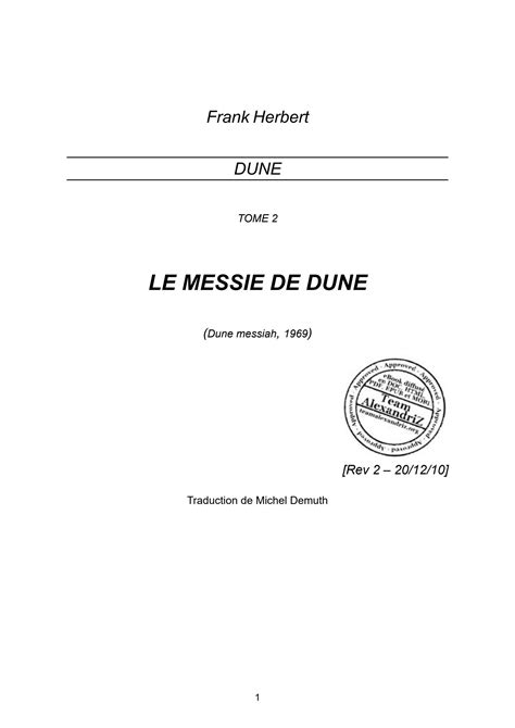 SOLUTION: Le messie de dune herbert frank - Studypool