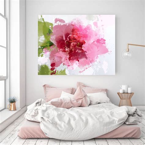 Sparkle Bright Floral Painting Pink Abstract Art Wall Decor Abstract Colorful Contemporary