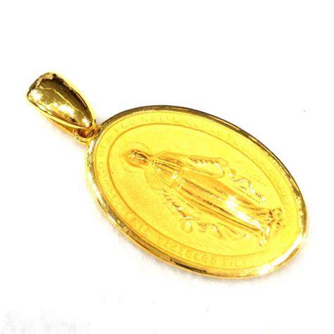 Big K Solid Gold Miraculous Medal Pendant By Estherleejewel Etsy