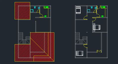 Two Bedrooms Modern House Plan Dwg Net Cad Blocks And House Plans