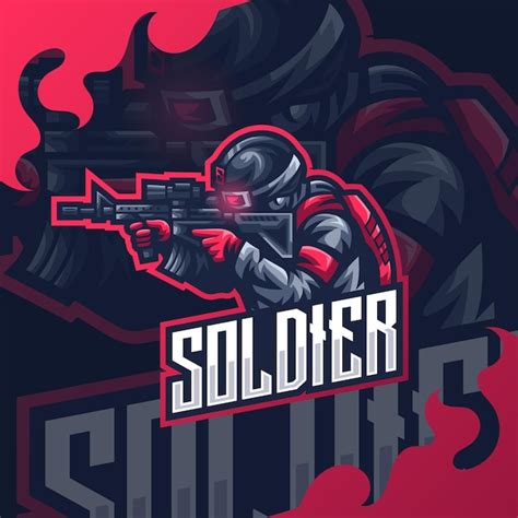 Logotipo De La Mascota Del Soldado Para Esport Y Sport Vector Premium