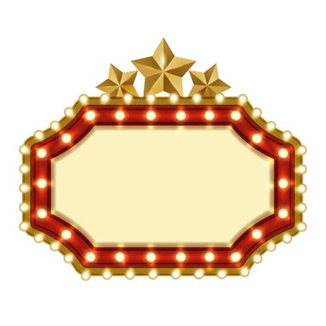 Premium Vector Retro Frame With Light Bulbs And Stars