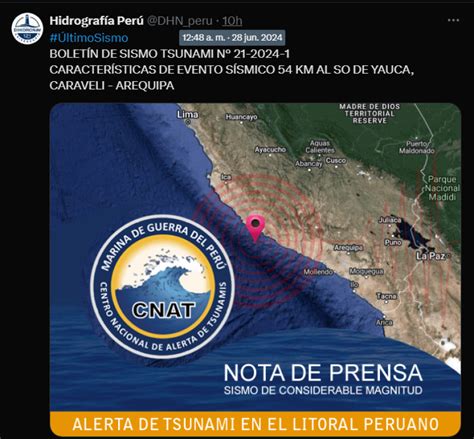 Perú Alerta De Tsunami Se Mantuvo Entre 0048 Y 444 Horas Tras Terremoto En Arequipa Undiario