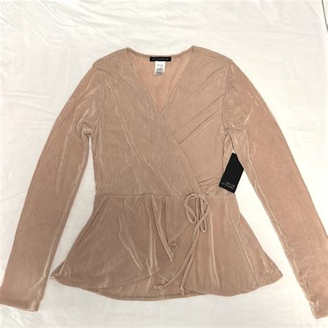 Caution To The Wind Tops Caution To The Wind Wraparound Look Nude Cream Top Size L Poshmark