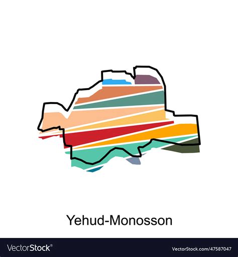 Detailed map of yehud monosson city Royalty Free Vector