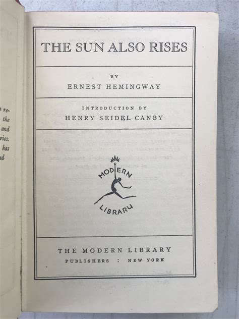 The Sun Also Rises First Modern Library Edition By Ernest Hemingway Good Hardcover 1930