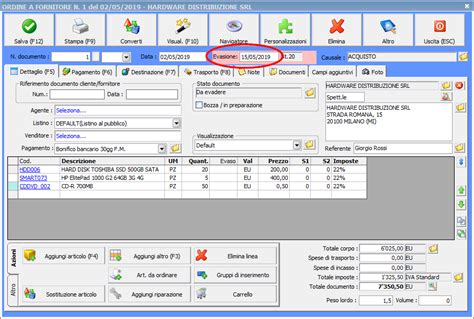 Aggiornamento Automatico Data Evasione Prevista In Anagrafica Articoli