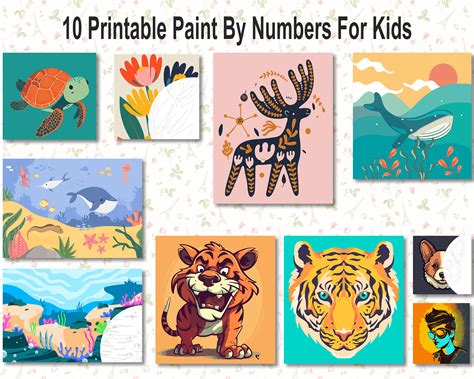 10 Paintable Paint by Numbers for Kids Paint by Number include ...