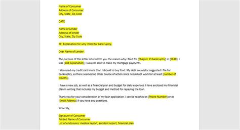 Bankruptcy Explanation Letter Bankruptcy Letter Template Bankruptcy