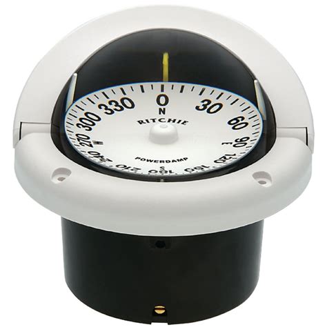 Ritchie Hf742w Helmsman White Flat Dial Boat Compass With Green Light And Flush Mount Walmart