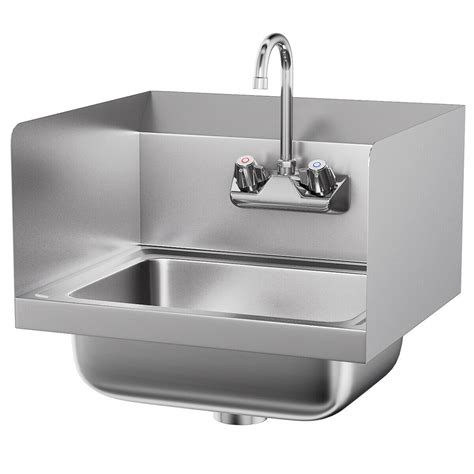 Stainless Steel Hand Washing Sink NSF Commercial W Faucet And Side