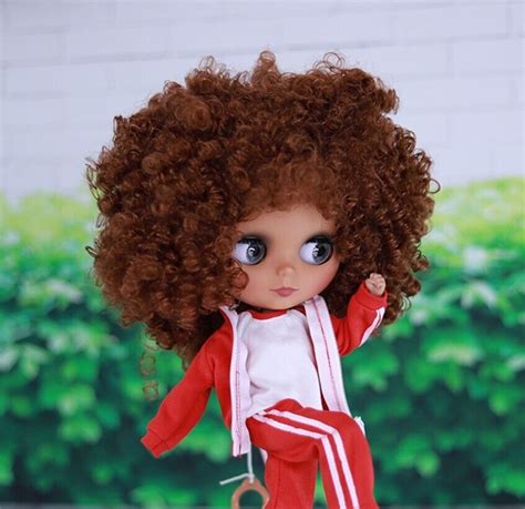 12 Blythe Doll Curly Hair Nude Jointed Body Dark Skin Matte Face Eye Change DIY EBay