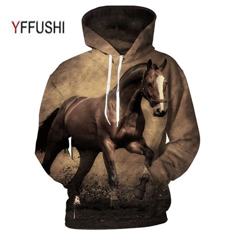 Yffushi 2018 Animal Printed Hoodies 3d Men Women Hooded Pullover Horse