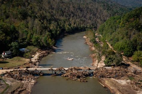 Aerial Views Of Asheville North Carolina Flooding Devastation After