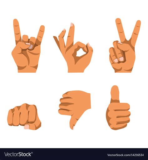 Nonverbal Communication Hand Gesturing Set On Vector Image