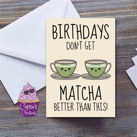 funny birthday card  matcha green tea drinker greeting card