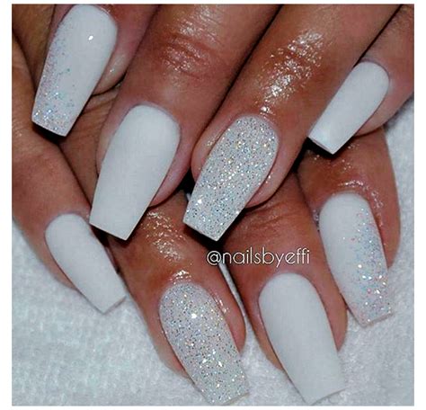 White Matte Nails With Diamond Glitter Nailsbyeffi Repost Monakattan