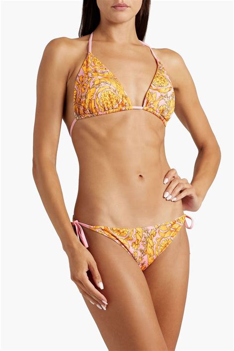 Versace Printed Triangle Bikini Top The Outnet