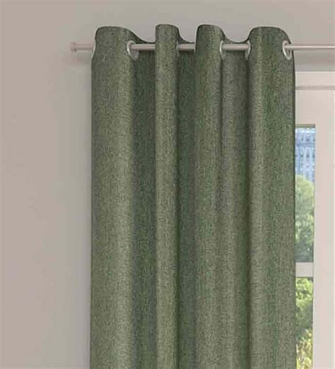 Buy Green Jute Light Filtering Feet Eyelet Curtain Set Of At