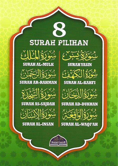 8 Surah Pilihan Penerbitan Seribu Dinar Pustaka Mukmin Kl