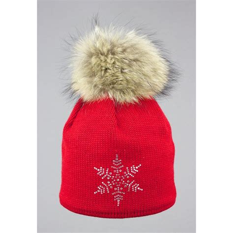 Steffner Sky Womens Ski Hat In Red With Snowflake Design