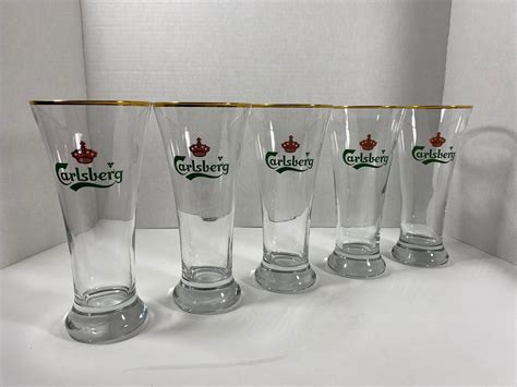 Vintage Carlsberg Pilsner Beer Glasses With Gold Trim Sold Etsy