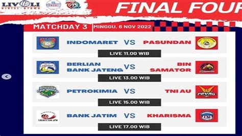 Jam Tayang Pasundan Bandung Vs Indomaret Sidoarjo Live Hari Ini Final