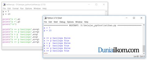 Tutorial Belajar Python Jenis Jenis Operator Perbandingan Relasional