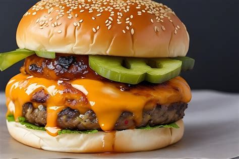 Hamburguesa A La Parrilla Con Queso Derretido Foto Premium