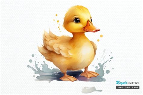 Cute Baby Duck Watercolor PNG Clipart