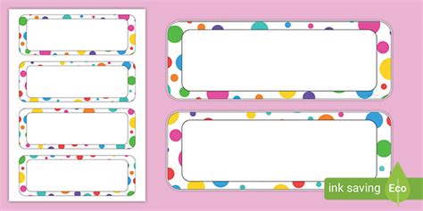 Multicoloured Polka Dot Editable Drawer Peg Name Labels