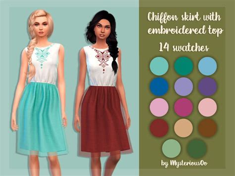 Sims Chiffon Skirt With Embroidered Top By Mysteriousoo